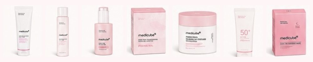 Les sept produits de la gamme PDRN Pink de medicube
